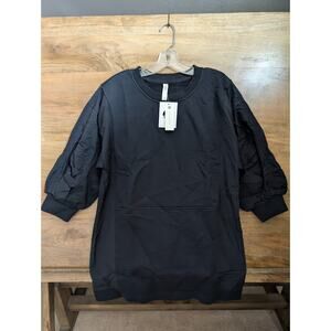 Daily Practice Sweatshirt Women's M Black Fleece Lined 3/4 Sleeve Crew Neck NWT